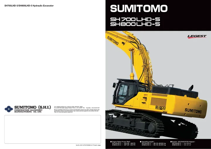 Sumitomo SH700LHD-5 machine manual cover: Sumitomo SH700LHD-5 Product brochure