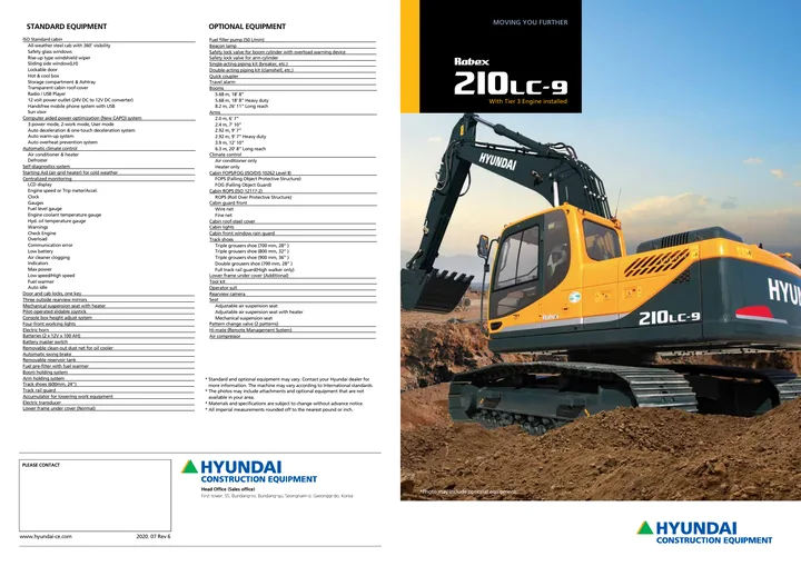 Hyundai R210LC-9 machine manual cover: Hyundai R210LC-9 Product brochure