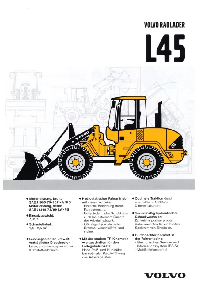 Volvo L45 machine manual cover: Volvo L45 Archived product document