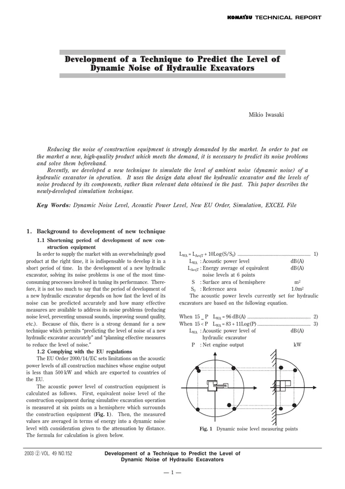 Komatsu Development of a Technique to Predict the Level 设备手册外胶层