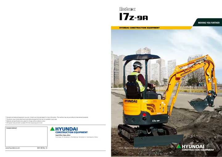 Hyundai R17Z-9A machine manual cover: Hyundai R17Z-9A Product brochure