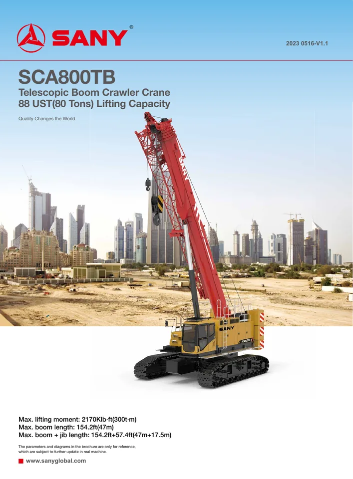 SANY SCA800TB machine manual cover: sany-sca800tb-e31815b61f-product-brochure