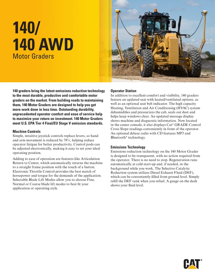 Caterpillar CAT®140 machine manual cover