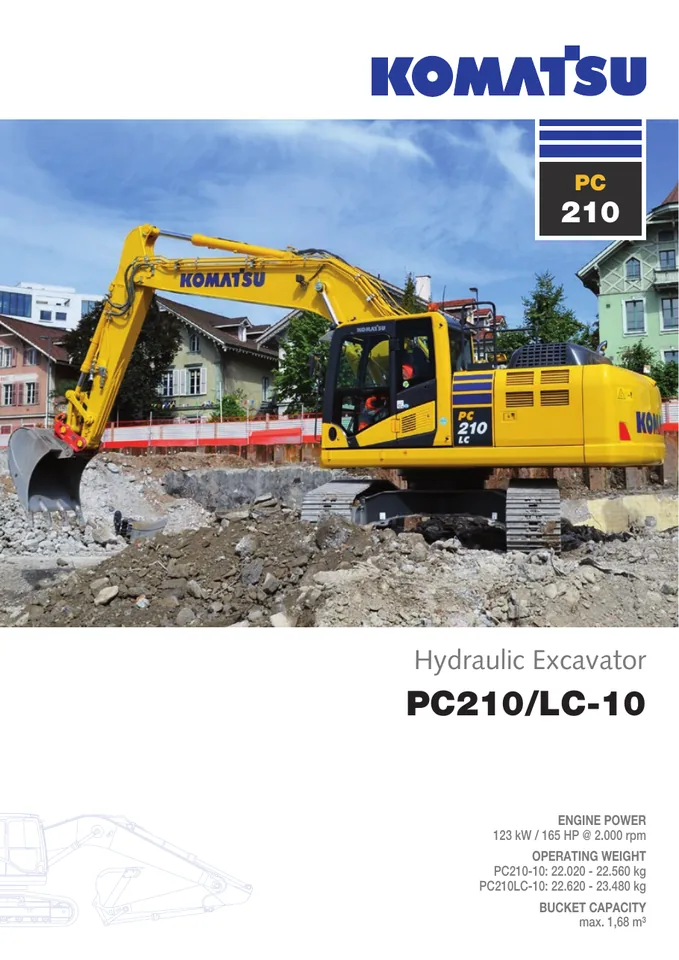 Komatsu PC210-10 machine manual cover: komatsu-pc210-10-014fad174c4c-product-brochure