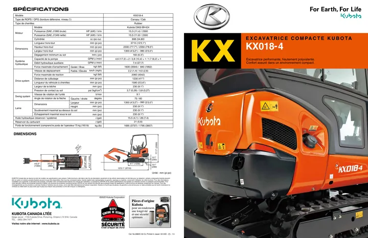 Kubota KX018-4 设备手册外胶层