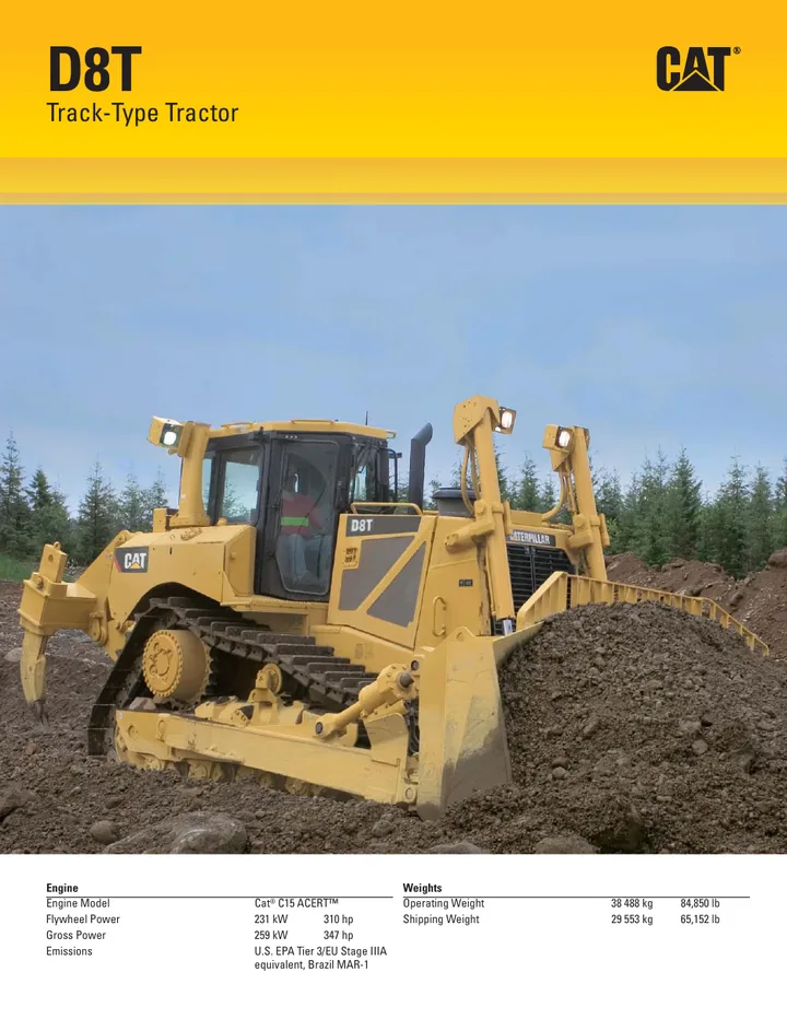 Caterpillar CAT®D8T machine manual cover: caterpillar-d8t-product-brochure-cm20131120-18103-12524