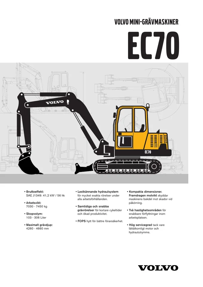 Volvo EC70 machine manual cover: Volvo EC70 Archived product document
