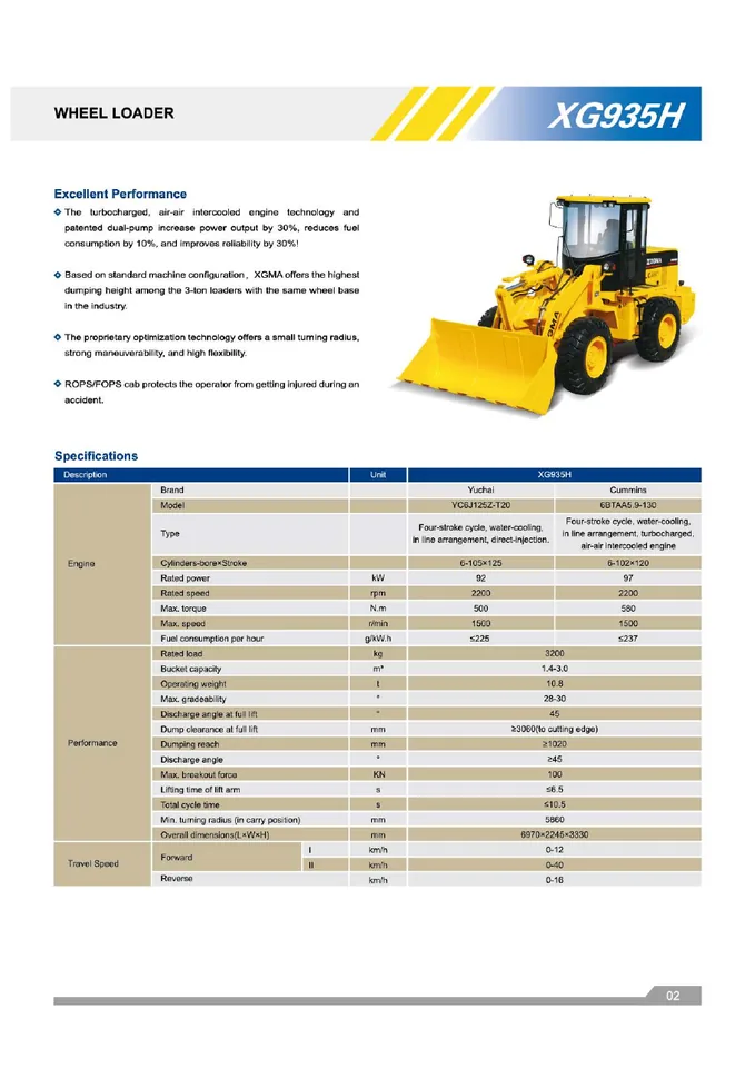 XGMA XG935H machine manual cover: xgma-xg935h-mexico-specification