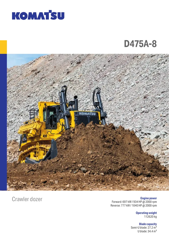 Komatsu D475A-8 machine manual cover: komatsu-d475a-8-ac5400f36b45-product-brochure