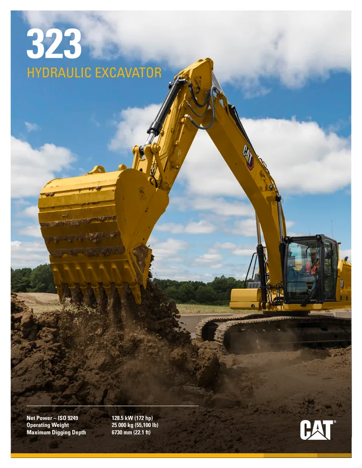 Caterpillar CAT®323 machine manual cover: Caterpillar CAT®323 Product brochure