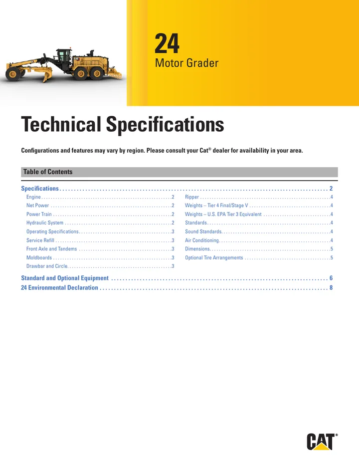 Caterpillar CAT®24 machine manual cover: Caterpillar CAT®24 Technical specification