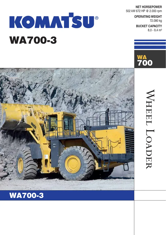 Komatsu WA700-3 machine manual cover: komatsu-wa700-3-88f458e1f66c-product-brochure