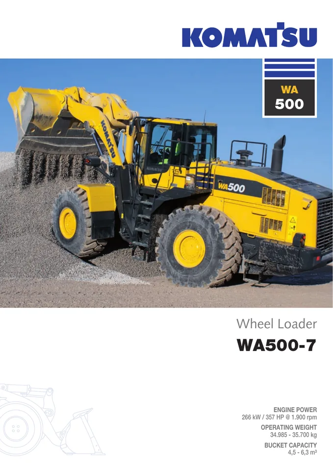 Komatsu WA500-7 machine manual cover: komatsu-wa500-7-0644d69b56b9-product-brochure