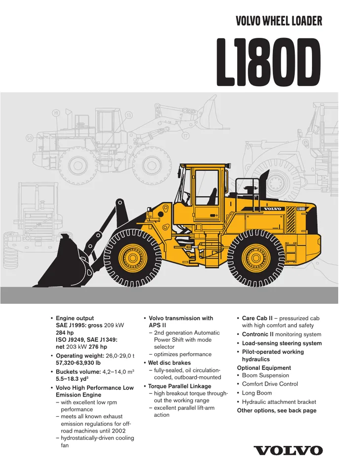 Volvo L180D machine manual cover: Volvo L180D Archived product document