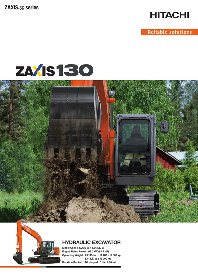 Hitachi ZX130-5G machine manual cover