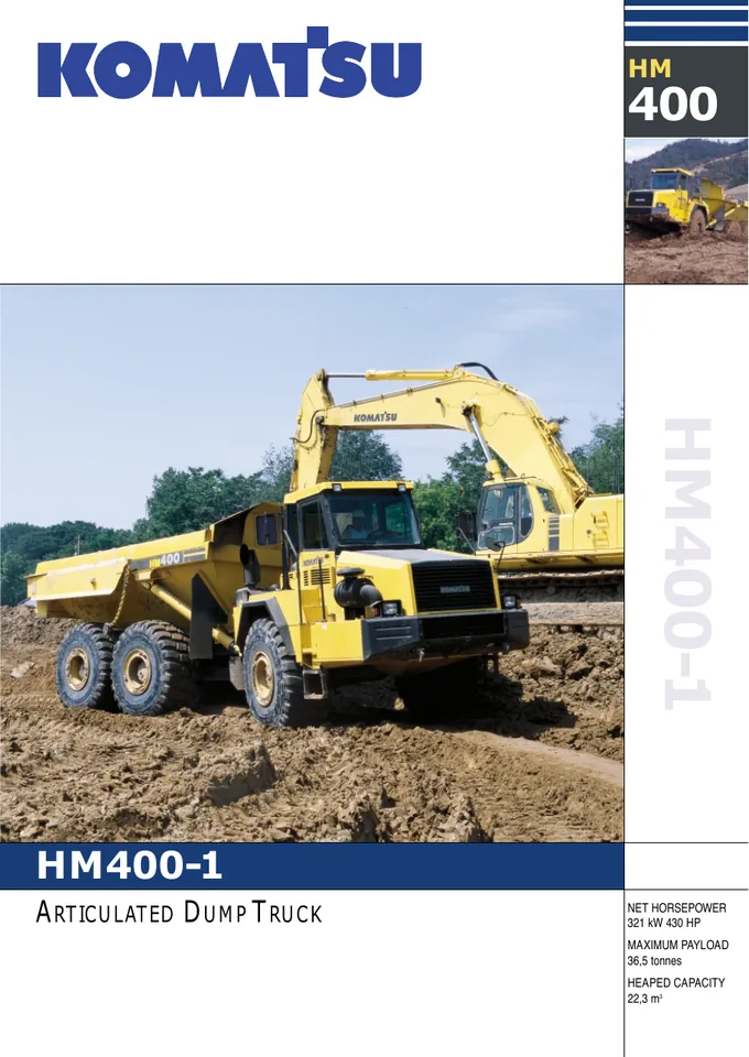 Komatsu HM400-1 machine manual cover: komatsu-hm400-1-cb2aa24f3b90-product-brochure