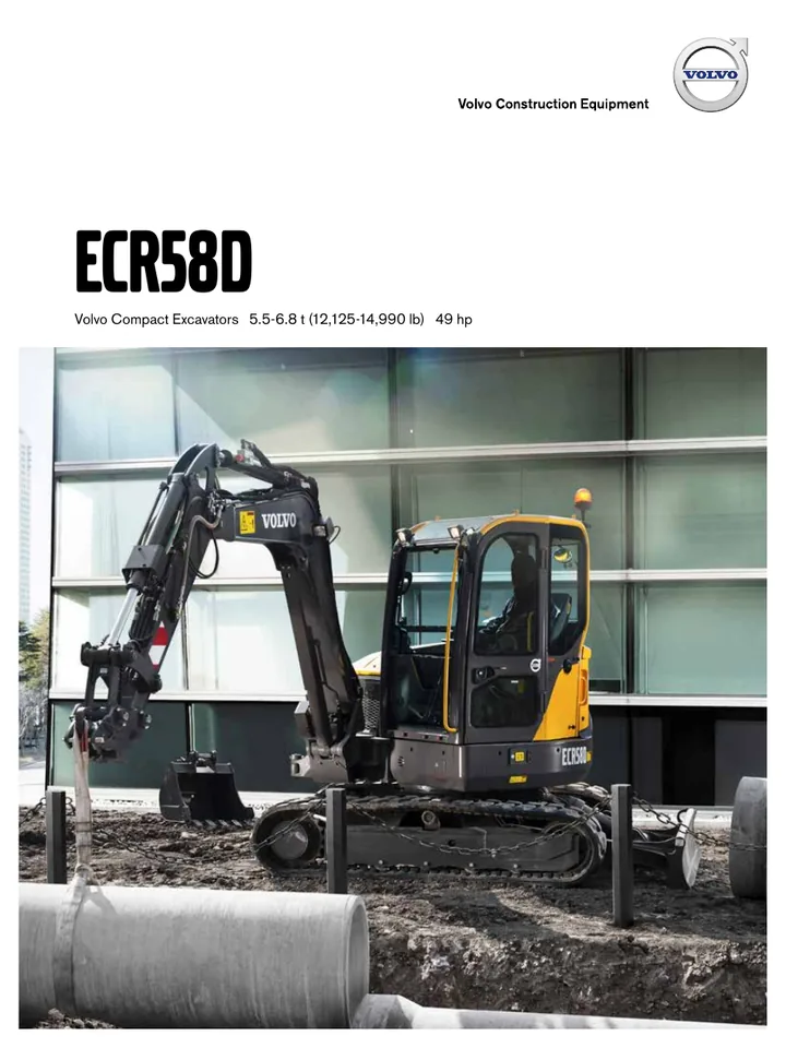 Volvo ECR58D machine manual cover: Volvo ECR58D Product brochure