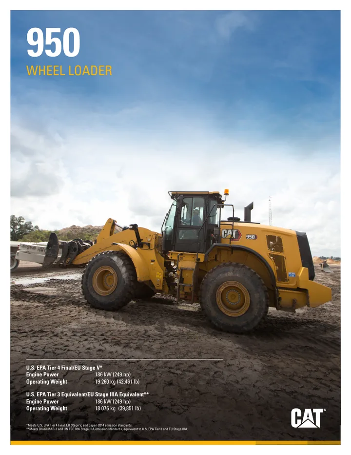 Caterpillar CAT®950 machine manual cover: Caterpillar CAT®950 Product brochure