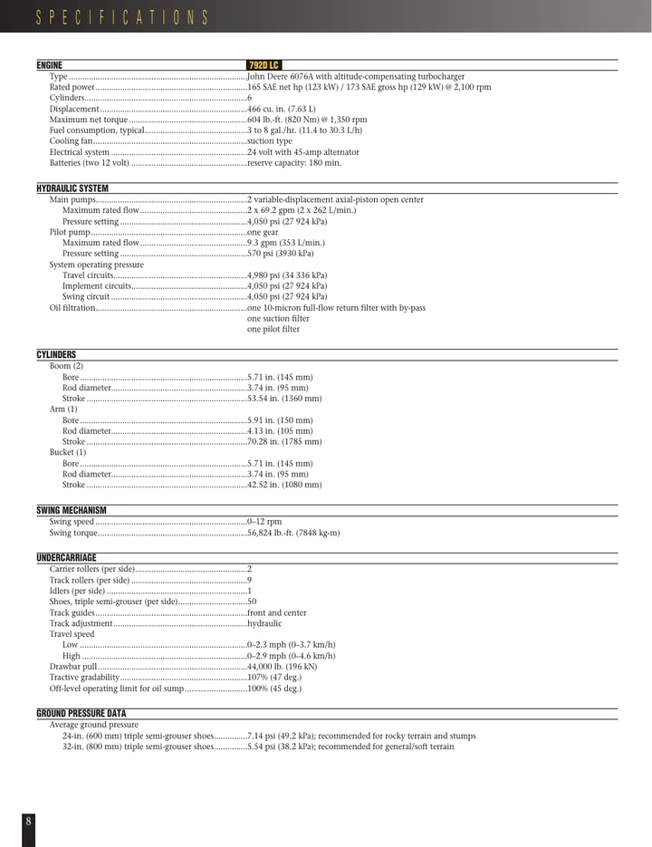 John Deere 792DLC machine manual cover: john-deere-792dlc-13162bb073-official-brochure