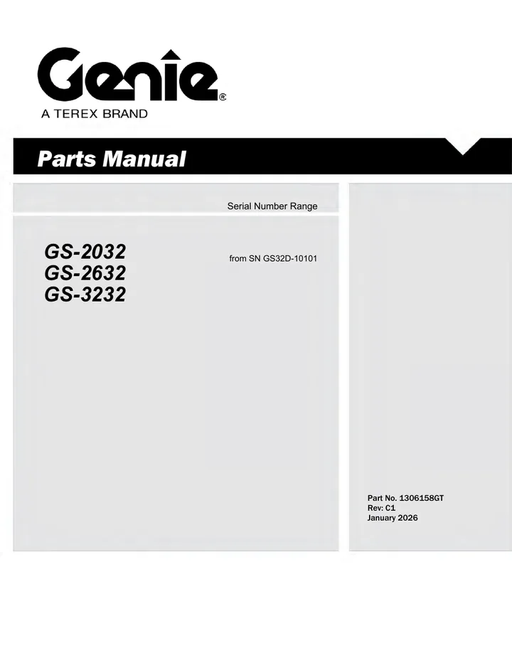 Genie GS-2032 / GS-2632 / GS-3232 machine manual cover