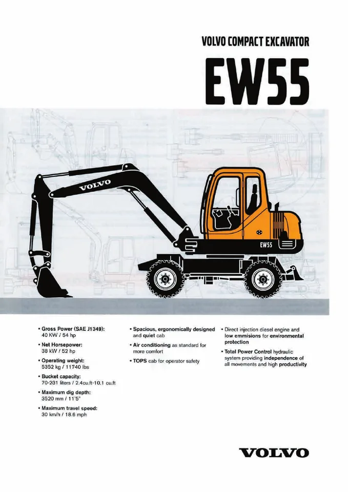 Volvo EW55 machine manual cover: Volvo EW55 Archived product document