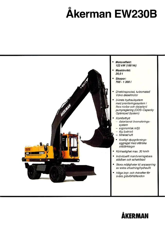 Volvo EW230B machine manual cover: Volvo EW230B Archived product document