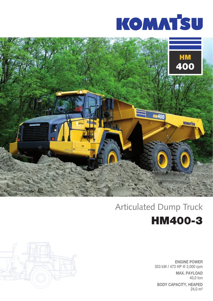 Komatsu HM400-3 machine manual cover: komatsu-hm400-3-0fb92dedff21-product-brochure