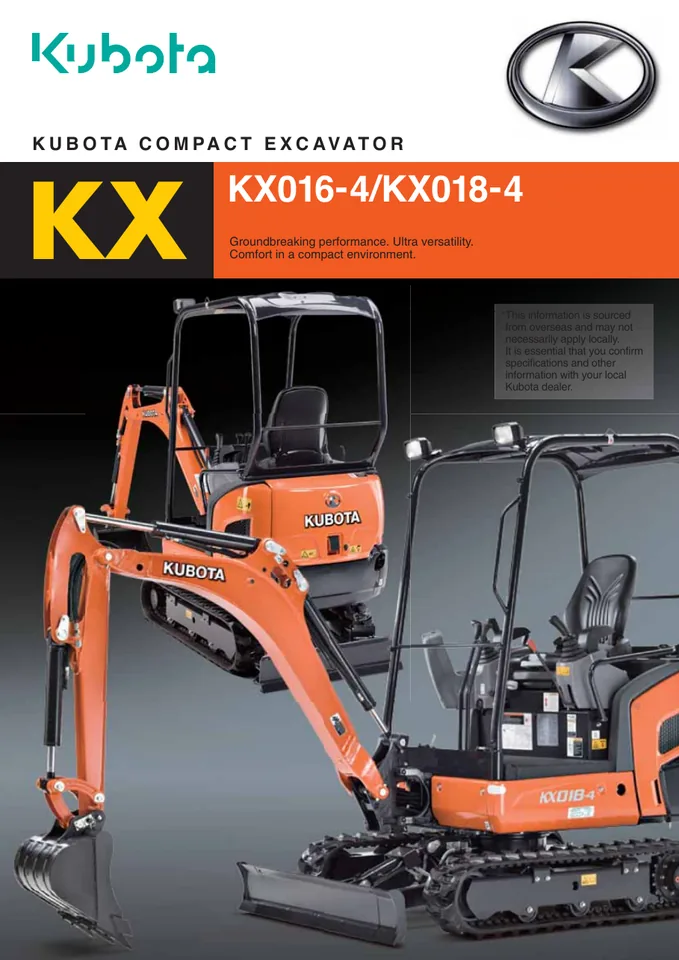 Kubota KX018-4 设备手册外胶层