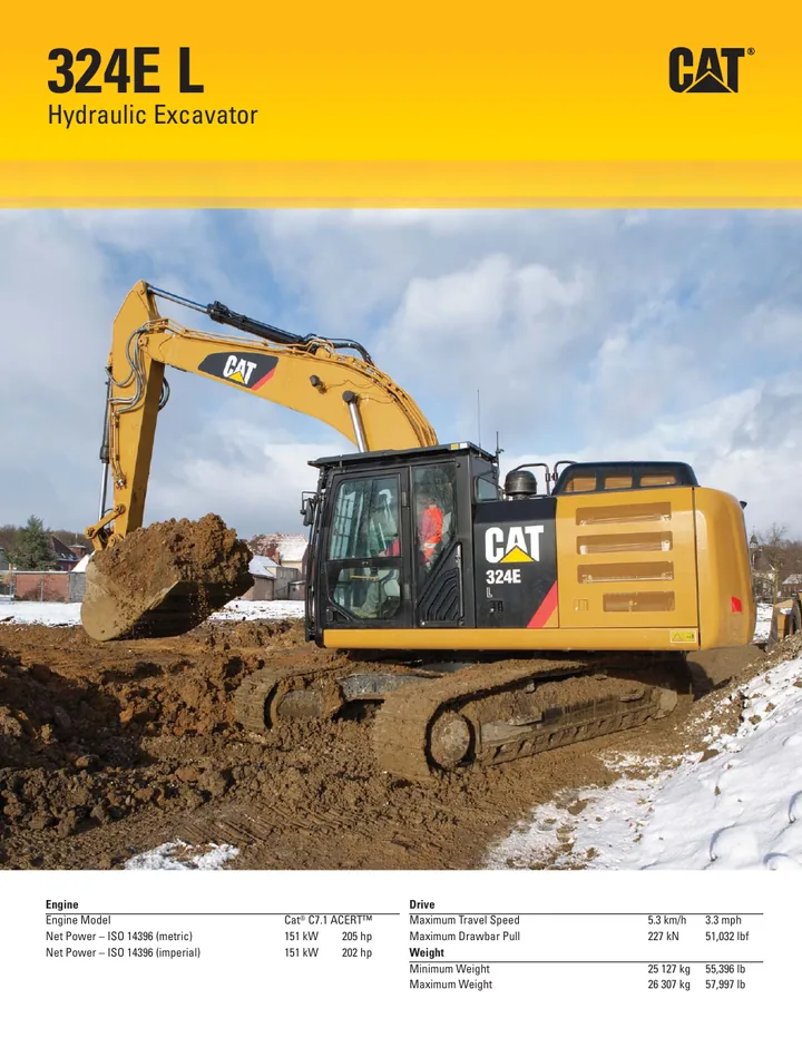 Caterpillar CAT®324E L machine manual cover: caterpillar-324e-l-product-brochure-c843410