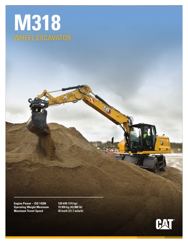 Caterpillar CAT®M318 machine manual cover: Caterpillar CAT®M318 Product brochure