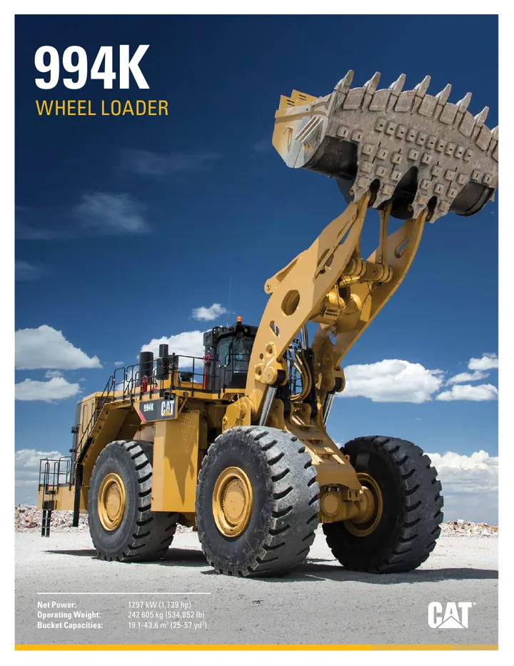 Caterpillar CAT®994K machine manual cover: caterpillar-994k-product-brochure-cm20200224-5be86-bef67