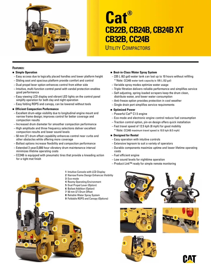 Caterpillar CAT®CB-22B machine manual cover: caterpillar-cb-22b-product-brochure-cm20140110-24890-32731