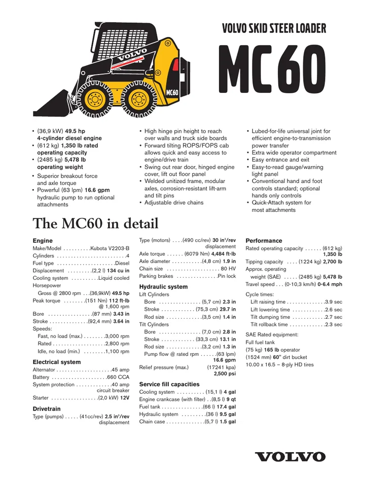 Volvo MC60 machine manual cover: Volvo MC60 Archived product document