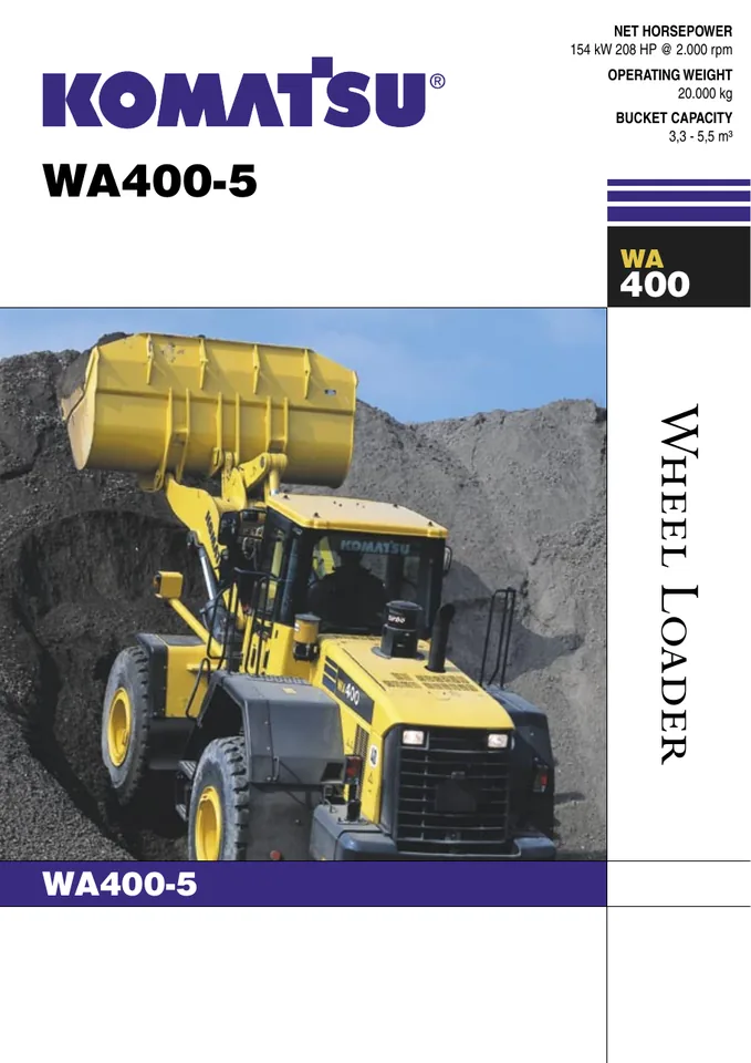 Komatsu WA400-5 machine manual cover: komatsu-wa400-5-340bb4192019-product-brochure