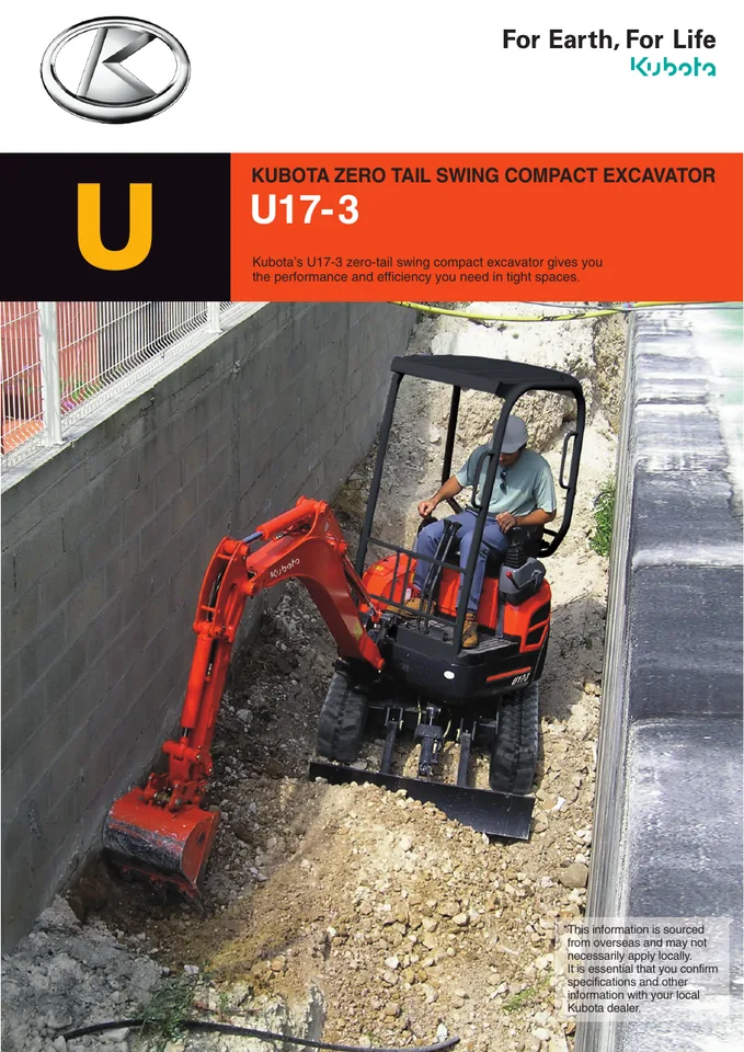 Kubota U17-3 machine manual cover: kubota-u17-3-official-brochure