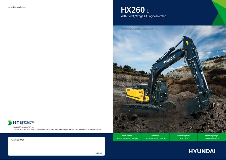 Hyundai HX260 L machine manual cover: hyundai-hx260l-t3-seq-471-product-catalog-en-f0a8cc7d-6c6
