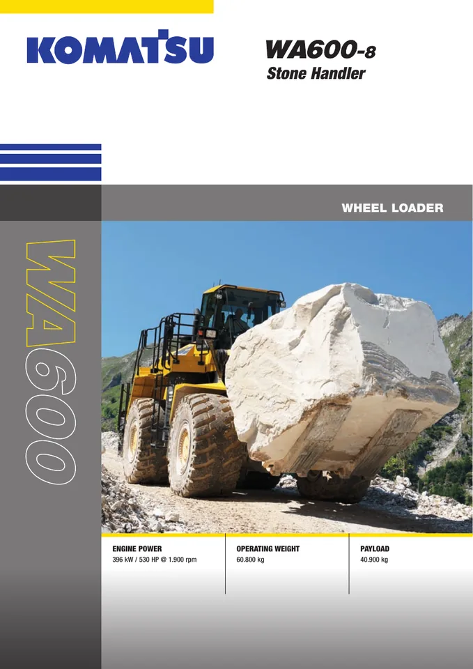 Komatsu WA600-8 machine manual cover: komatsu-wa600-8-c14b7bee760b-product-brochure