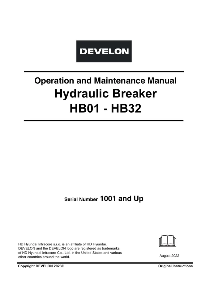 DEVELON HB01 - HB32 machine manual cover