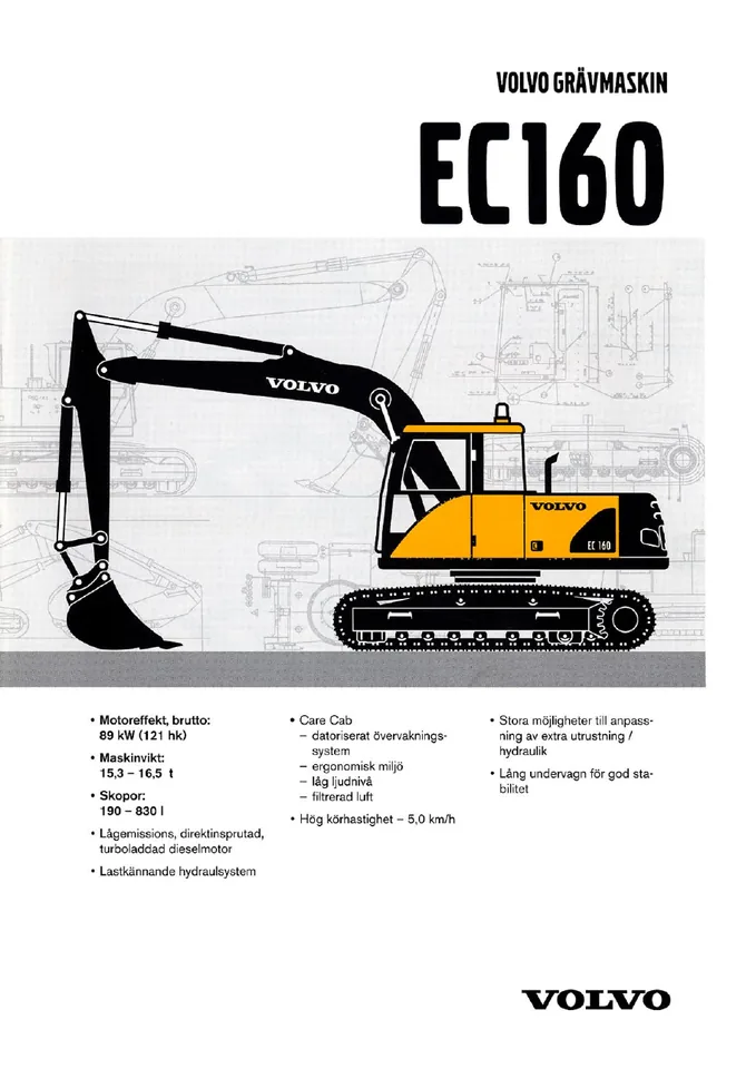 Volvo EC160 machine manual cover: Volvo EC160 Archived product document