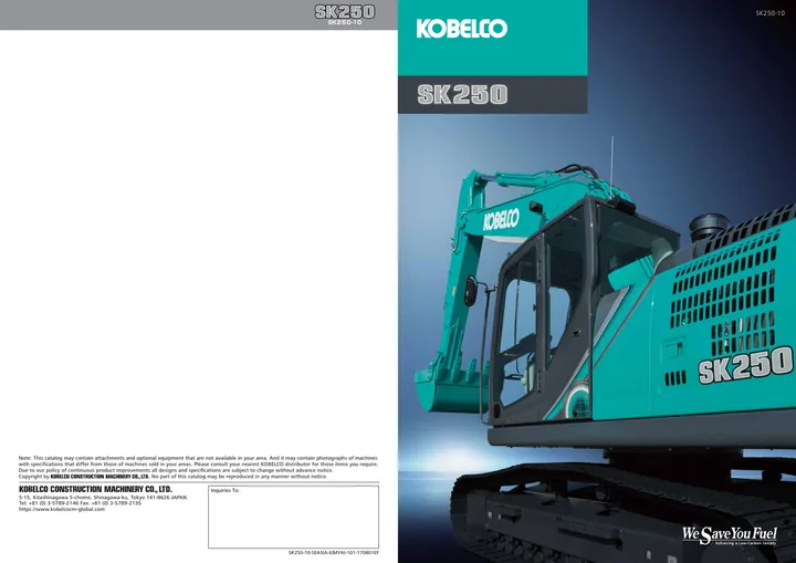 Kobelco SK250-10 machine manual cover: Kobelco SK250-10 Product brochure