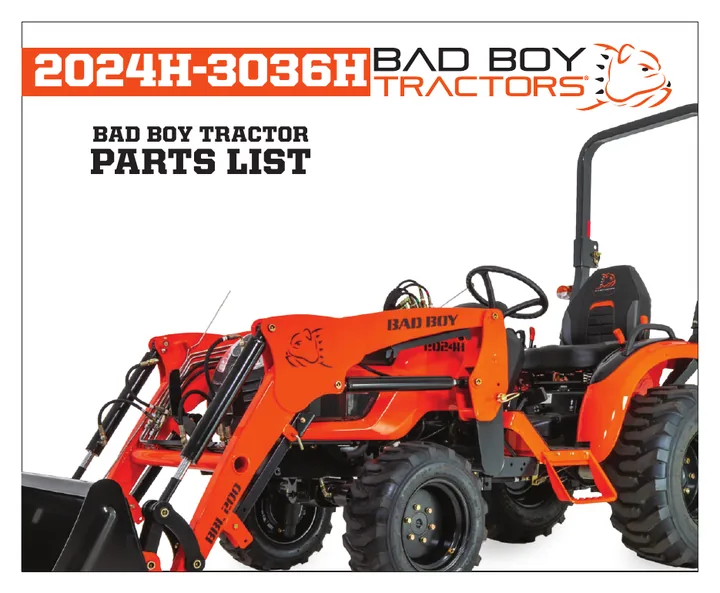 Bad Boy Tractors 2024H / 3036H machine manual cover: Bad Boy Tractor 2024H / 3036H Parts List