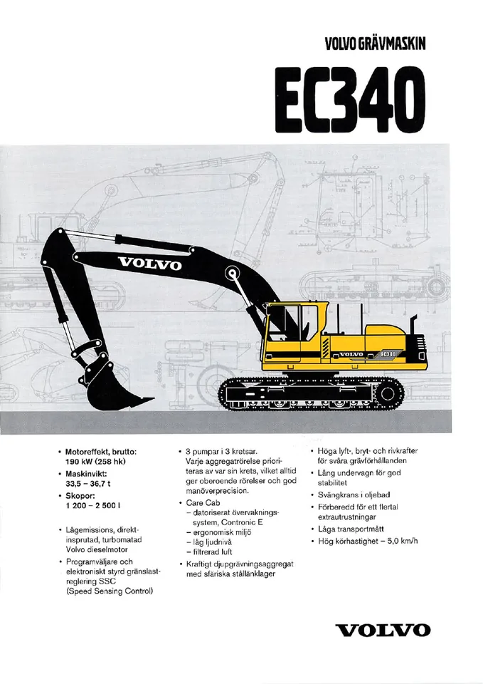 Volvo EC340 machine manual cover: Volvo EC340 Archived product document