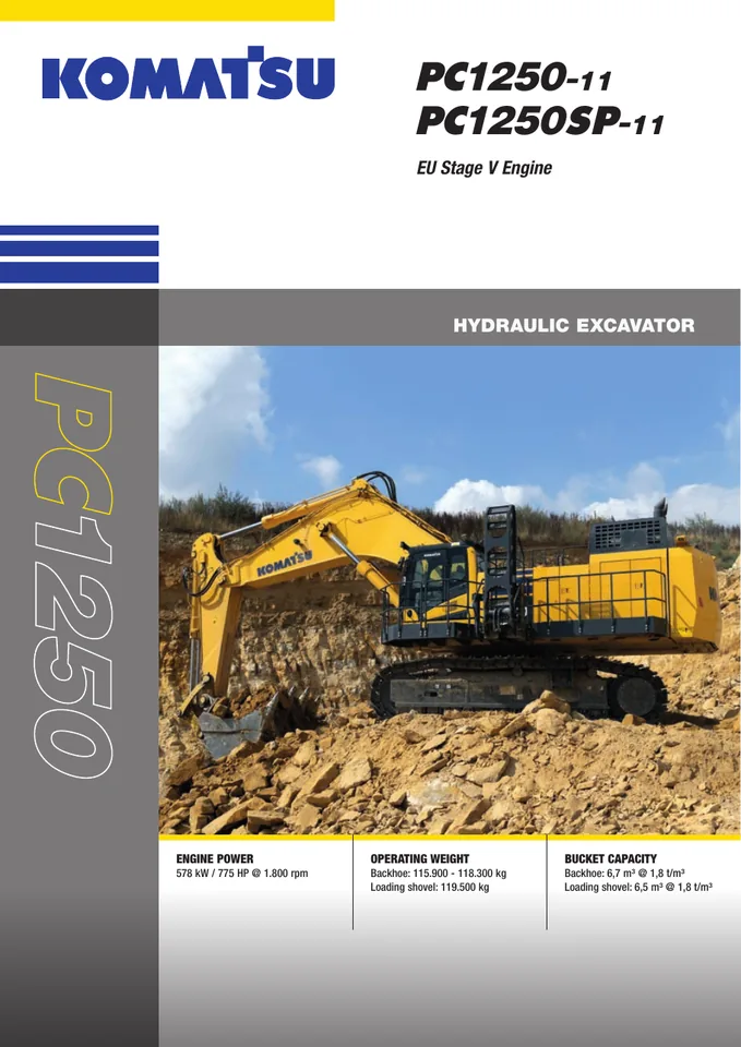 Komatsu PC1250-11 machine manual cover: komatsu-pc1250-11-5a644149a40b-product-brochure