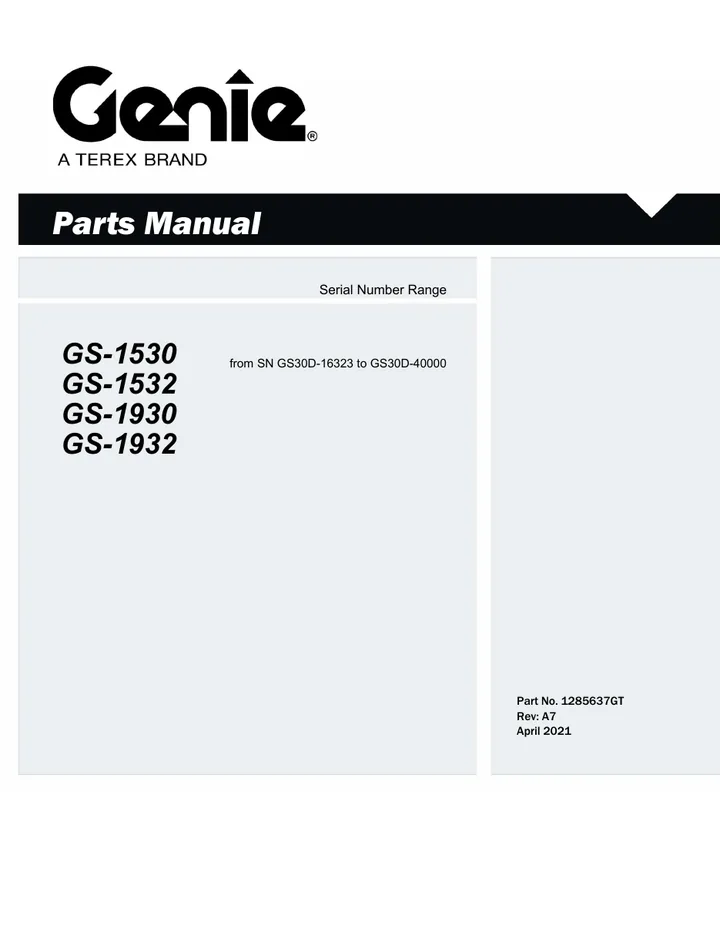 Genie GS-1530 / GS-1532 / GS-1930 / GS-1932 machine manual cover