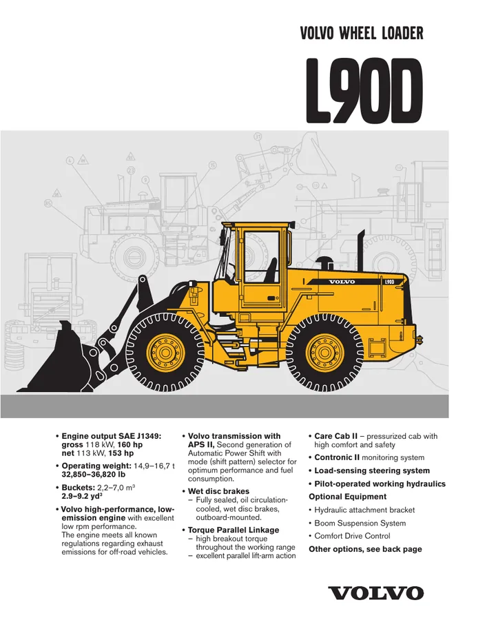 Volvo L90D machine manual cover: Volvo L90D Archived product document