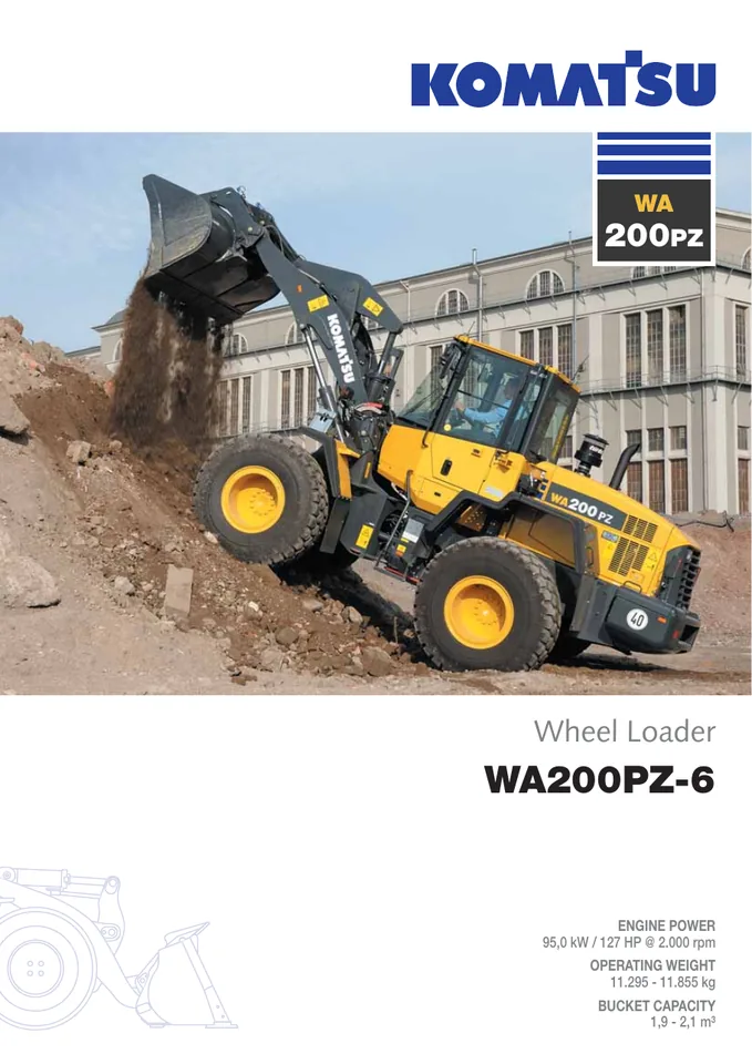 Komatsu WA200PZ-6 machine manual cover: komatsu-wa200pz-6-f3f8a7a6b6cf-product-brochure