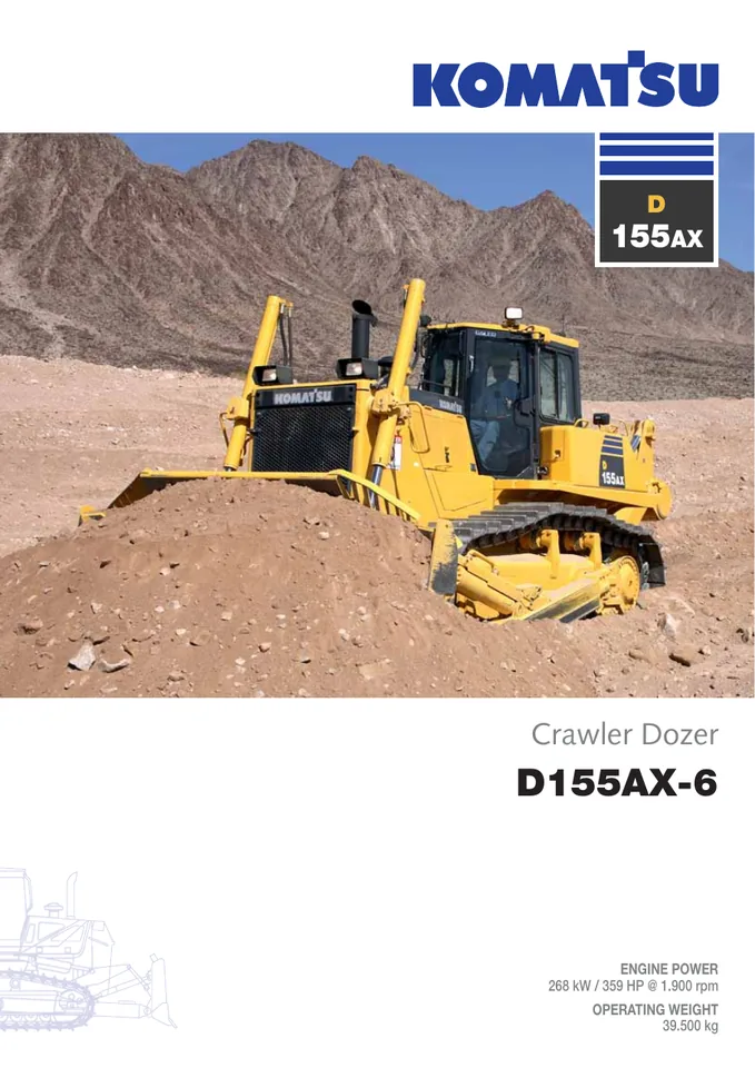 Komatsu D155AX-6 machine manual cover: komatsu-d155ax-6-d7fc671f25fc-product-brochure
