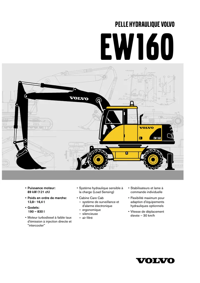 Volvo EW160 machine manual cover: Volvo EW160 Archived product document
