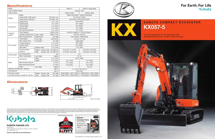 Kubota KX057-5 设备手册外胶层