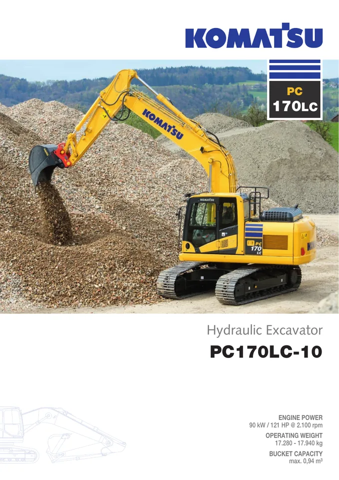 Komatsu PC170LC-10 machine manual cover: komatsu-pc170lc-10-224b3a432ef9-product-brochure